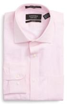 Men's Nordstrom Men's Shop Trim Fit Solid Linen & Cotton Dress Shirt .5 - 32/33 - Pink