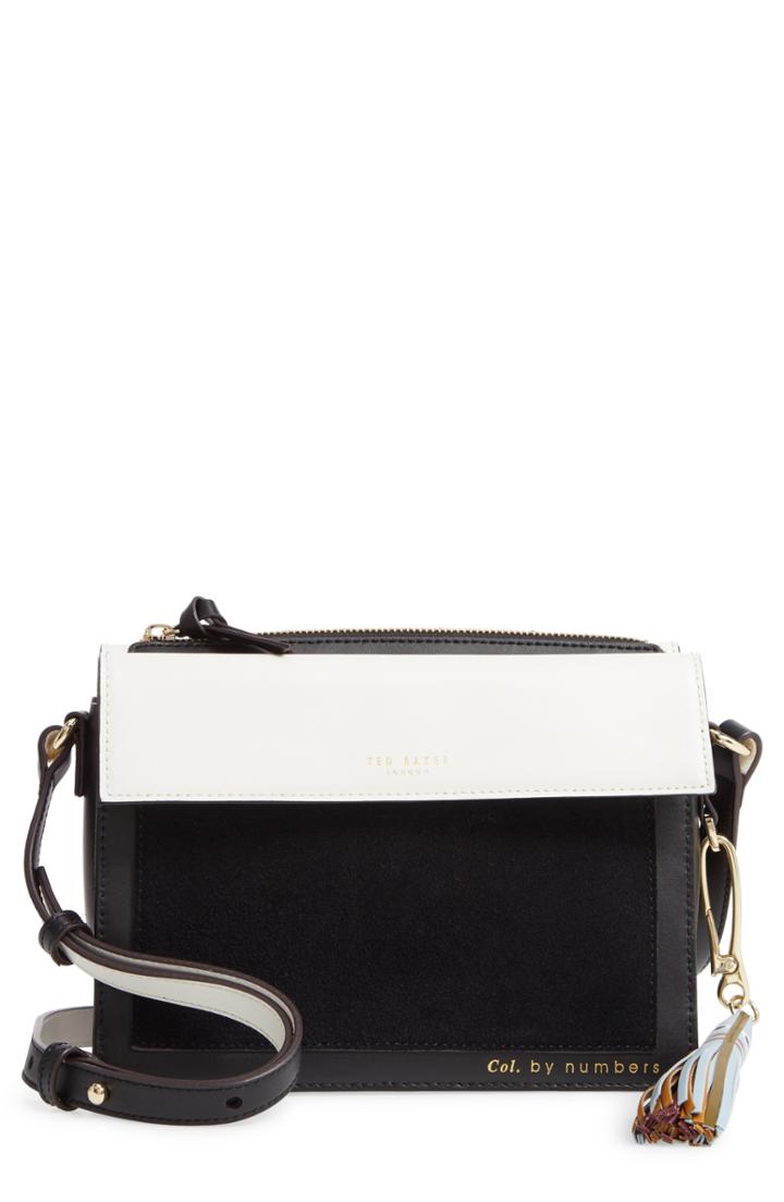 Ted Baker London Colour By Numbers Glacial Leather Crossbody Bag - Black
