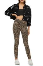 Women's Topshop Jamie Moto Leopard Jeans W X 30l (fits Like 28-29w) - Brown