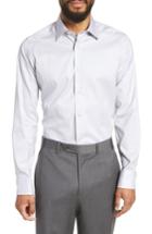Men's David Donahue Slim Fit Dot Dress Shirt .5 - 32/33 - Grey