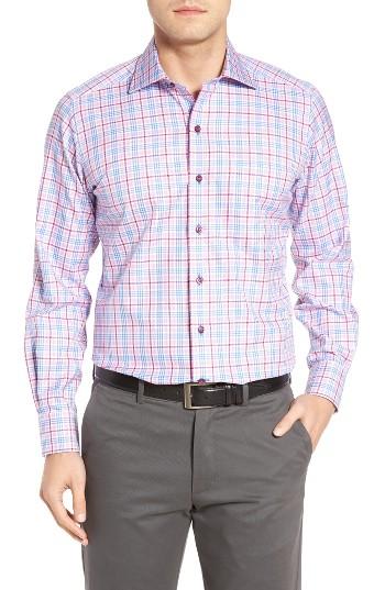 Men's David Donahue Plaid Sport Shirt, Size - Pink