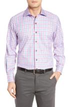 Men's David Donahue Plaid Sport Shirt, Size - Pink