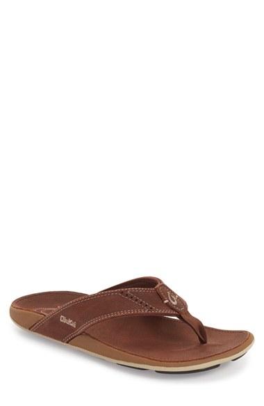 Men's Olukai 'nui' Leather Flip Flop