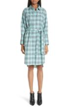 Women's Burberry Isotto Tartan Shirtdress Us / 34 It - Blue
