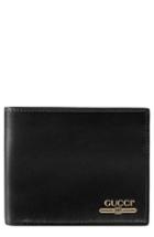 Men's Gucci Logo Leather Bifold Wallet - Black