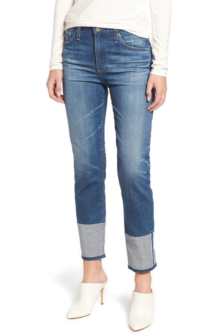 Women's Ag The Isabelle High Waist Cuff Crop Straight Leg Jeans