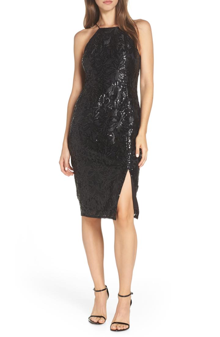 Women's Adrianna Papell Halter Neck Sequin Cocktail Dress