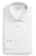 Men's Ted Baker London Trim Fit Houndstooth Dress Shirt - 32/33 - White