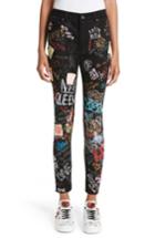 Women's Dolce & Gabbana Graffiti Queen Skinny Jeans Us / 42 It - Black