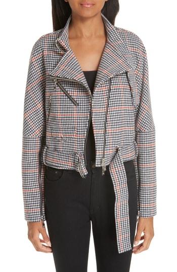 Women's Adeam Asymmetrical Tweed Moto Jacket - Black