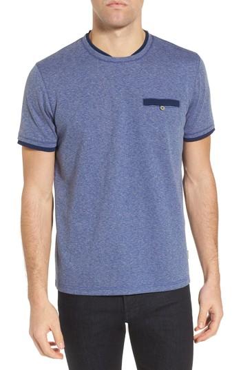 Men's Ted Baker London Climb Mouline Layered Pocket T-shirt (s) - Blue
