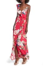 Women's Afrm Bowen Wrap Maxi Dress - Red