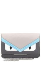 Women's Fendi Monster Leather Flap Wallet - Grey