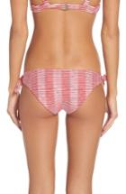 Women's Solid & Striped Jane Side Tie Bikini Bottoms - Red