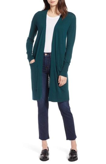 Women's Halogen Open Front Pocket Cardigan - Green