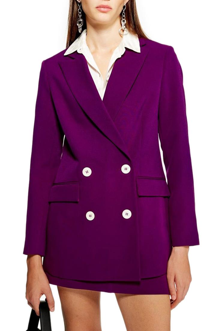 Women's Topshop Eliza Suit Jacket Us (fits Like 0-2) - Purple