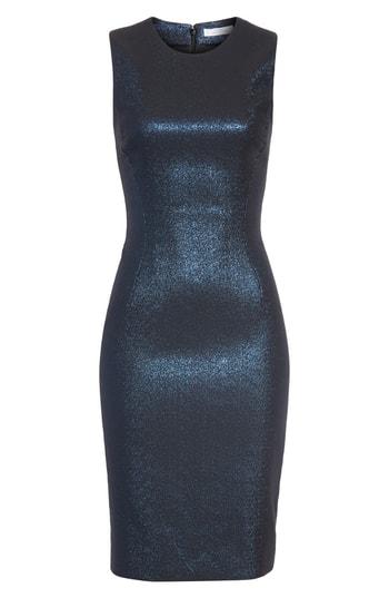 Women's Versace Collection Metallic Shimmer Sheath Dress Us / 42 It - Blue