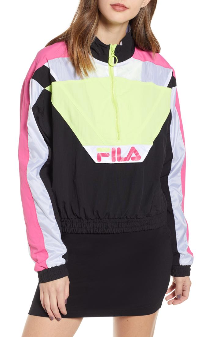 Women's Fila Conchita Half Zip Colorblock Pullover - Black