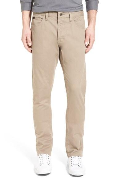Men's Rvca 'stay Rvca' Slim Straight Pants - Beige (online Only)