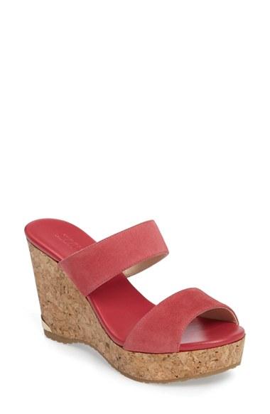 Women's Jimmy Choo Parker Cork Wedge Slide Sandal Us / 36eu - Pink