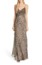 Women's Nicholas Leopard Print Silk Maxi Dress - Brown