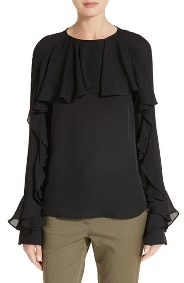 Women's Veronica Beard Mia Silk Ruffle Blouse