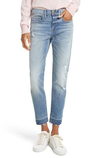 Women's Frame Le Boy Ripped High Waist Jeans - Blue
