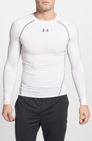 Men's Under Armour Heatgear Compression Fit Long Sleeve T-shirt - White