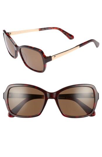 Women's Kate Spade New York Annjanette 55mm Polarized Sunglasses - Havana Red