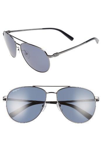 Men's Salvatore Ferragamo Gancio 60mm Aviator Sunglasses - Dark Gunmetal