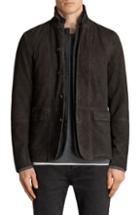 Men's Allsaints Survey Leather Blazer, Size - Grey