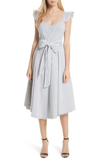 Women's Milly Ruffle Seersucker A-line Dress - Black