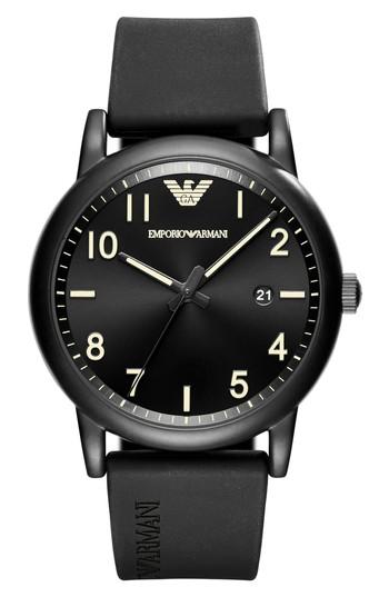 Men's Emporio Armani Rubber Strap Watch, 43mm