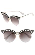 Women's Gucci 53mm Embellished Cat Eye Sunglasses - Black