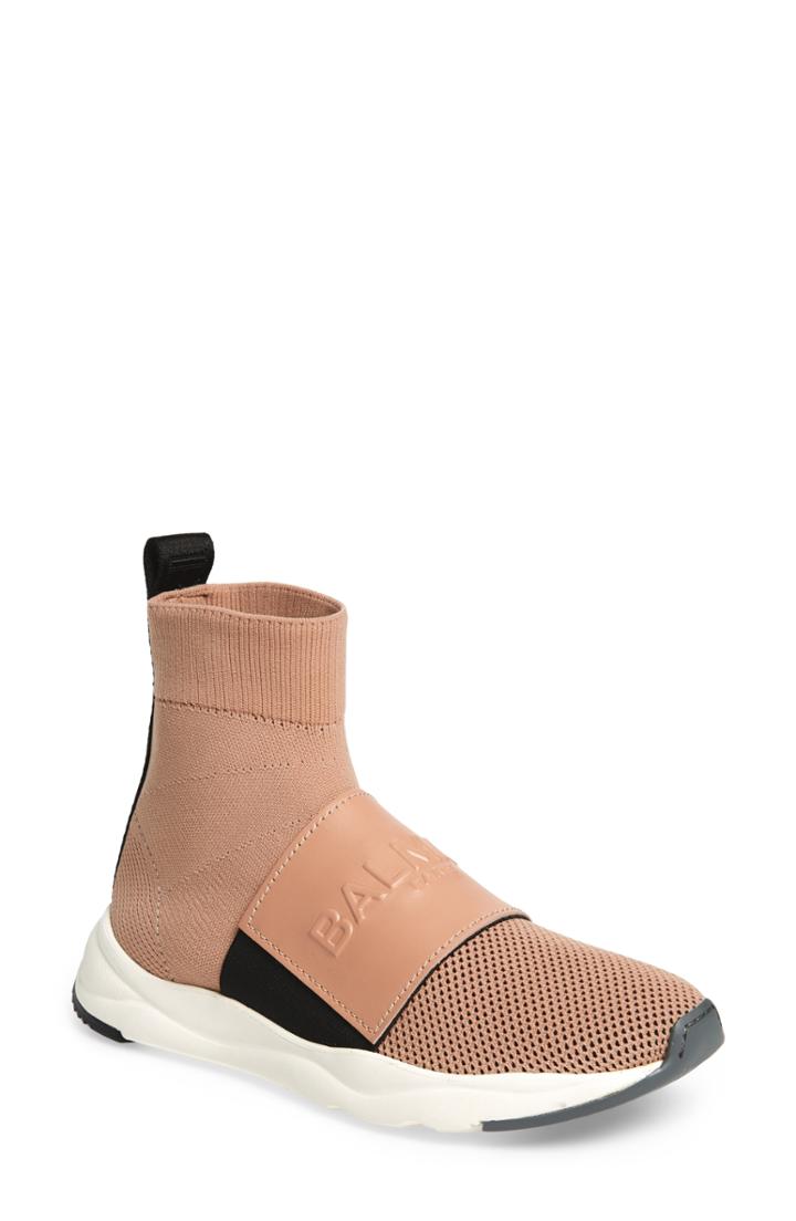 Women's Balmain Cameron Logo Strap Sock Sneaker