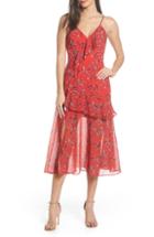 Women's Keepsake The Label Heart & Soul Ruffle Detail Tea Length Dress - Red