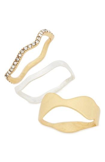 Women's Madewell Set Of 3 Wavy Stackable Rings