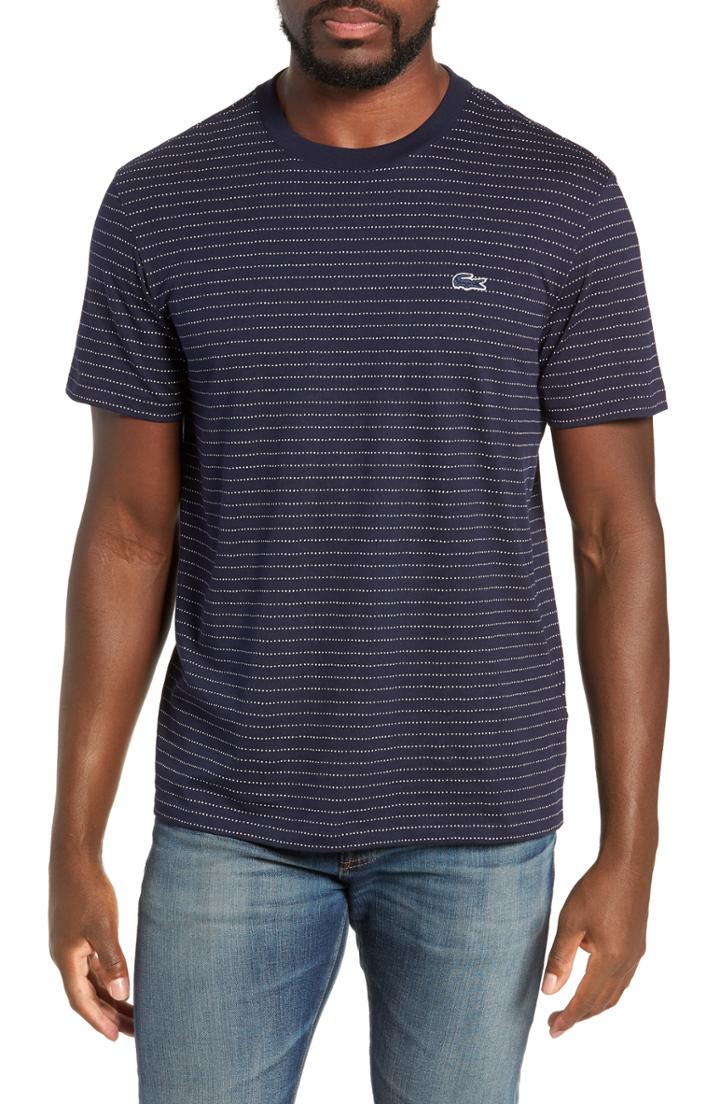 Men's Lacoste Dotted Stripe T-shirt (l) - Blue