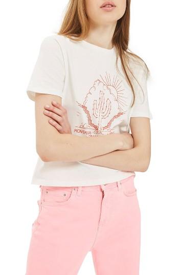 Petite Women's Topshop Granite Peak Cactus Tee P Us (fits Like 0p) - White