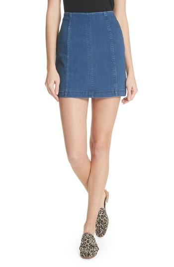 Women's Free People 'modern Femme' Denim Miniskirt