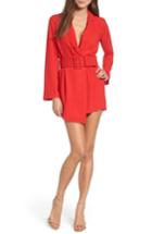 Women's Leith Belted Romper, Size - Red