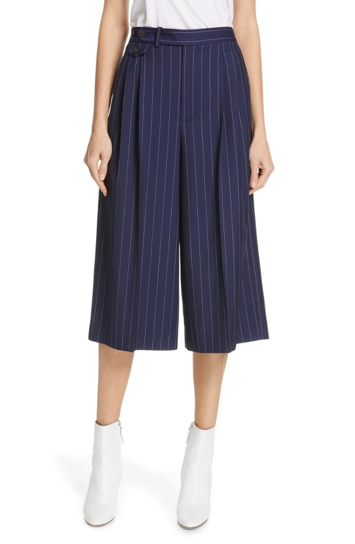 Women's Polo Ralph Lauren Pinstripe Gaucho Pants - Blue