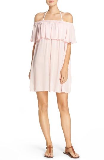 Women's Hinge Off The Shoulder Cover-up Dress, Size - Pink