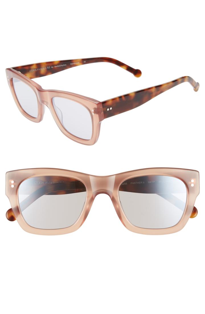Women's Colors In Optics Panther 51mm Mirrored Rectangular Sunglasses - Milky Taupe