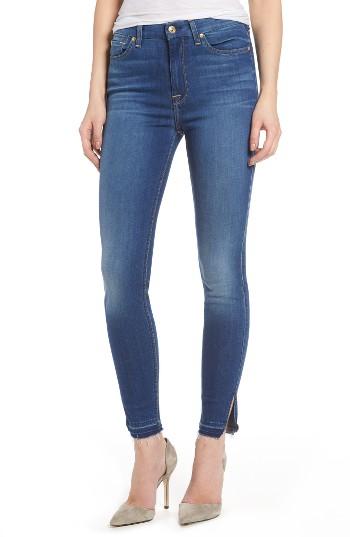 Women's 7 For All Mankind B(air) High Waist Split Hem Skinny Jeans - Blue