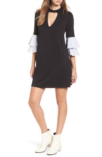 Women's Socialite Poplin Sleeve Choker Dress - Black