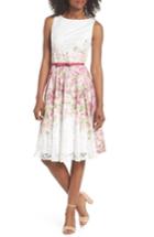 Women's Gabby Skye Belted Floral Lace Fit & Flare Dress - Pink