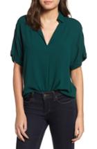 Women's All In Favor Button Back Top - Green