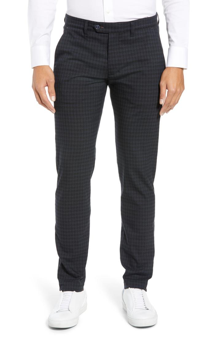 Men's Ted Baker London Portula Slim Fit Check Trousers R - Blue