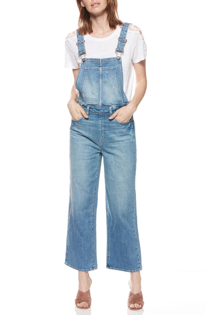 Women's Topshop Wide Leg Crop Overalls Us (fits Like 0) - Blue